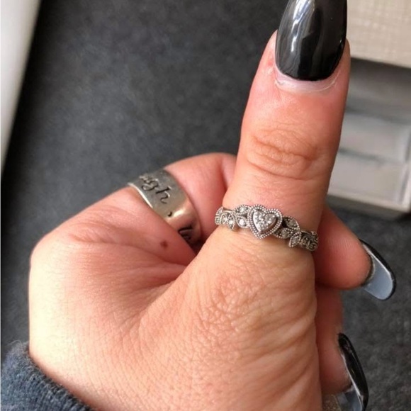 Vintage Style Heart Shaped Diamond Promise Ring Cherished Promise Collection - Picture 5 of 6